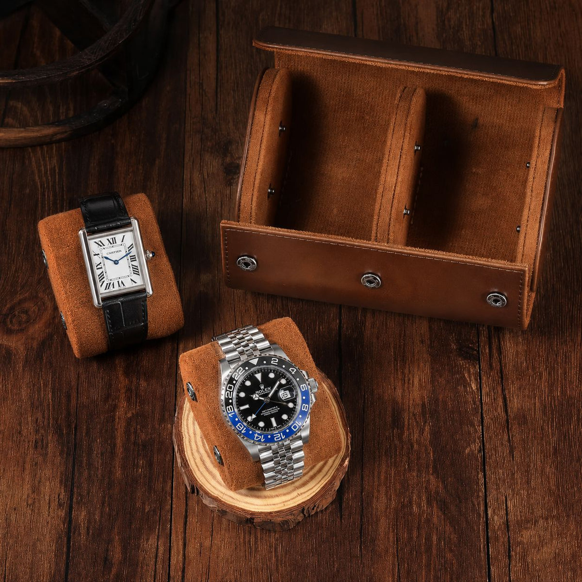2-Watch Vegan Leather Travel Roll - main product view
