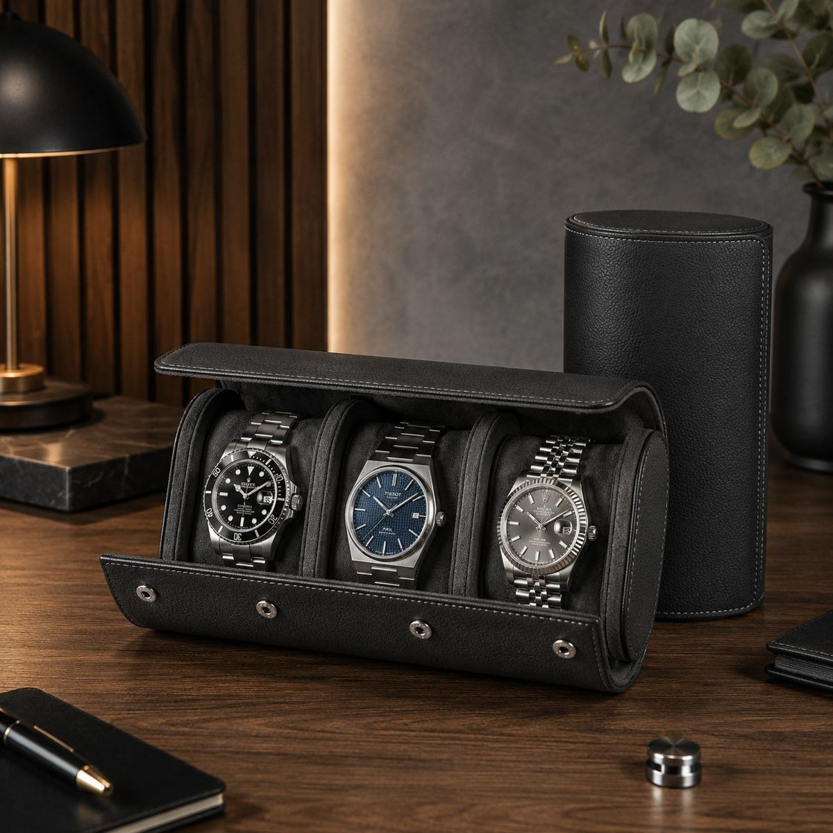 3-Watch Vegan Leather Travel Roll - color variant