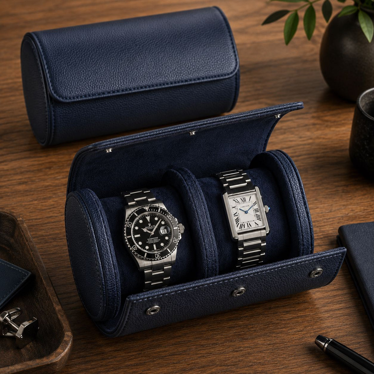 2-Watch Vegan Leather Travel Roll - color variant