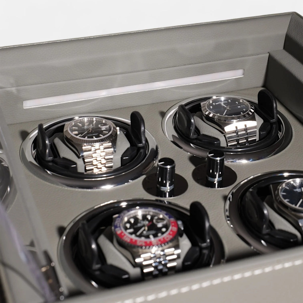 4-Watch Automatic Winder - Grained Vegan Leather - open view