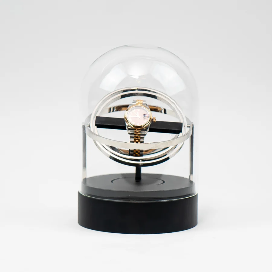 Single Gyroscopic Automatic Watch Winder with Glass Dome - main product view