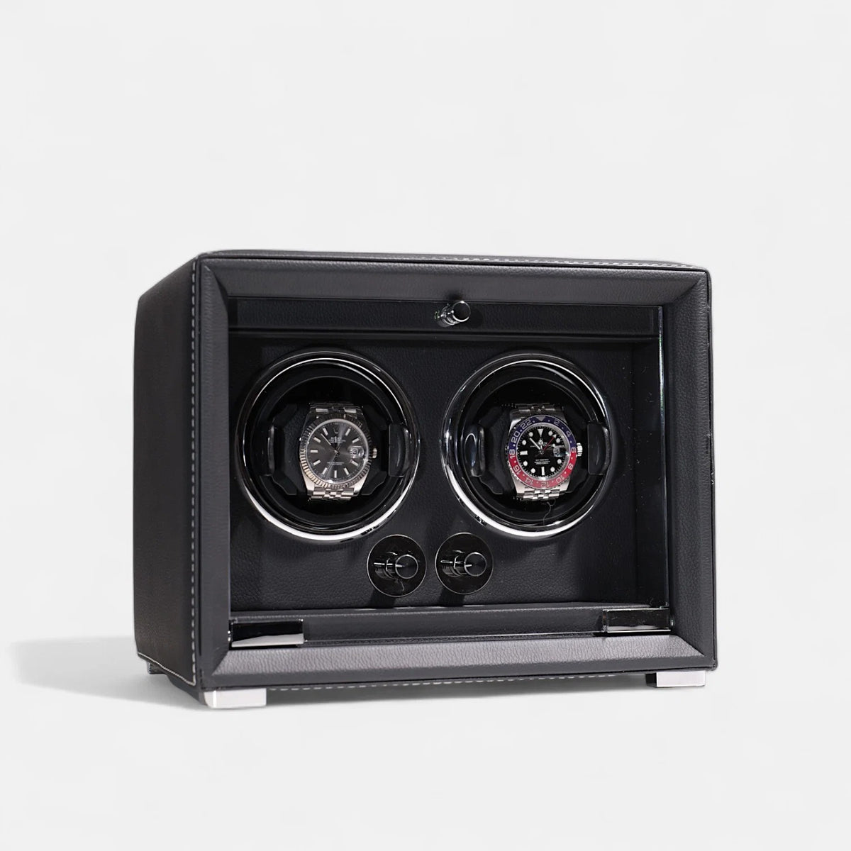 Dual Automatic Watch Winder - Vegan Leather & LED - product view