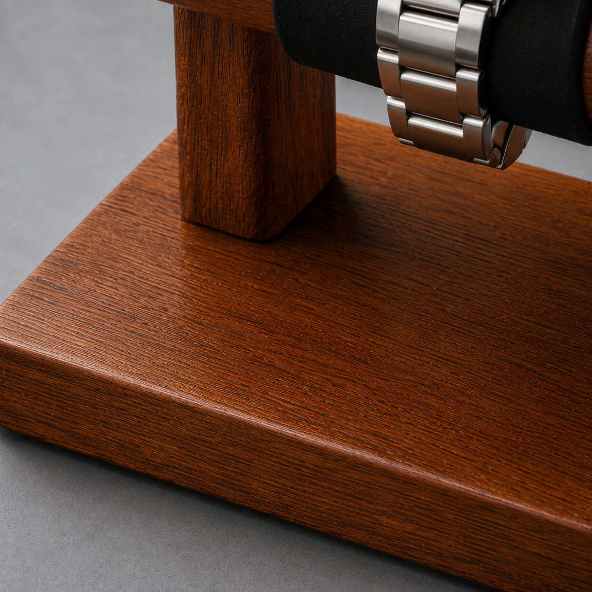 Solid Wood Watch Stand for 1 Watch - angled view