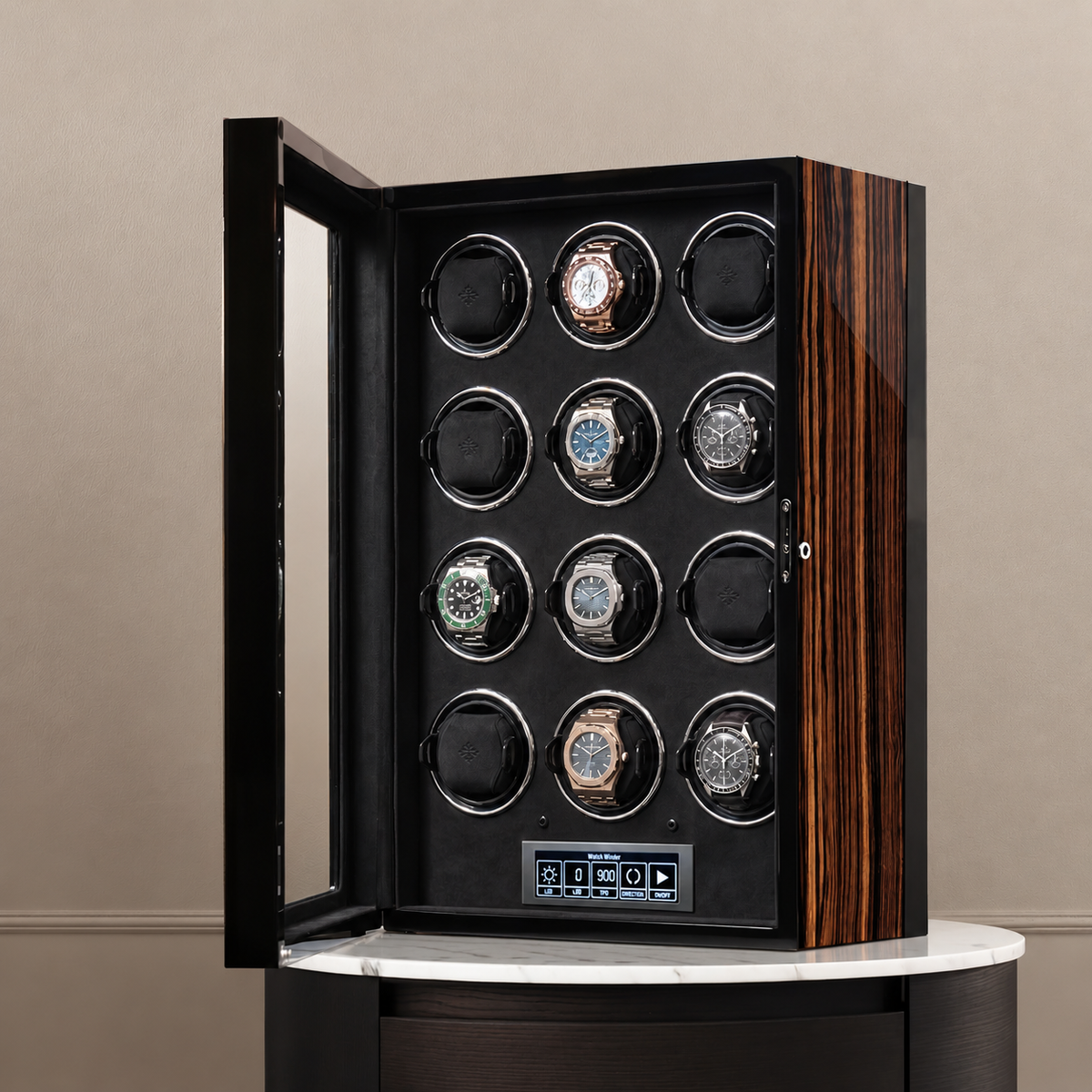 12-Watch Automatic Winder - LCD Touchscreen & Telescopic Cushions - main product view