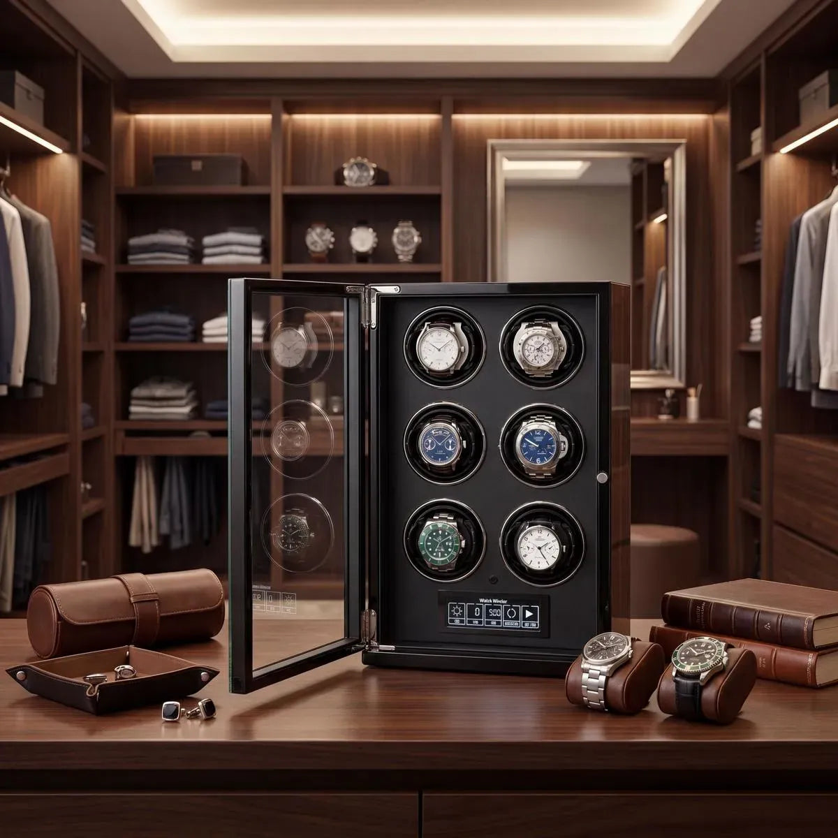 6-Watch Automatic Winder - LCD Touchscreen & Telescopic Cushions - product view