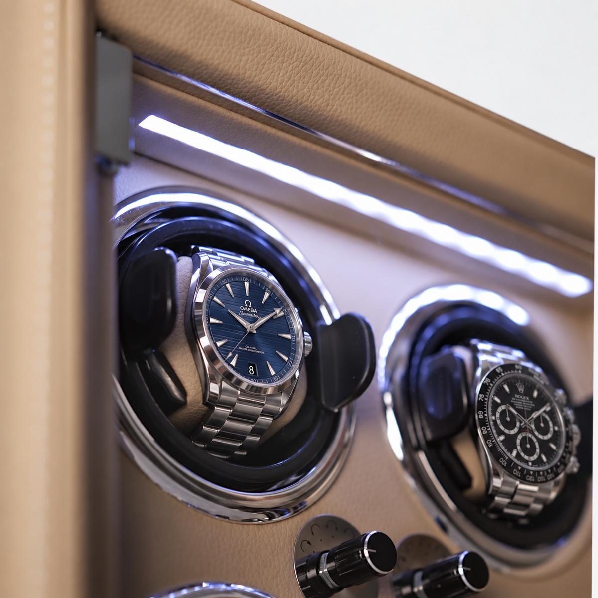 6-Watch Automatic Winder - Grained Vegan Leather - detail view