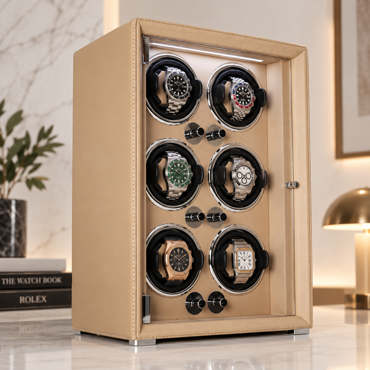 6-Watch Automatic Winder - Grained Vegan Leather - finish detail