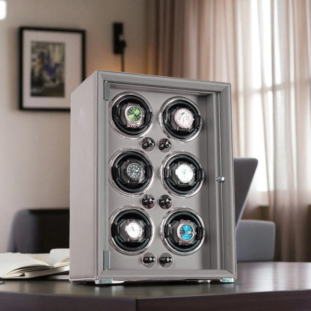 6-Watch Automatic Winder - Grained Vegan Leather - lifestyle view