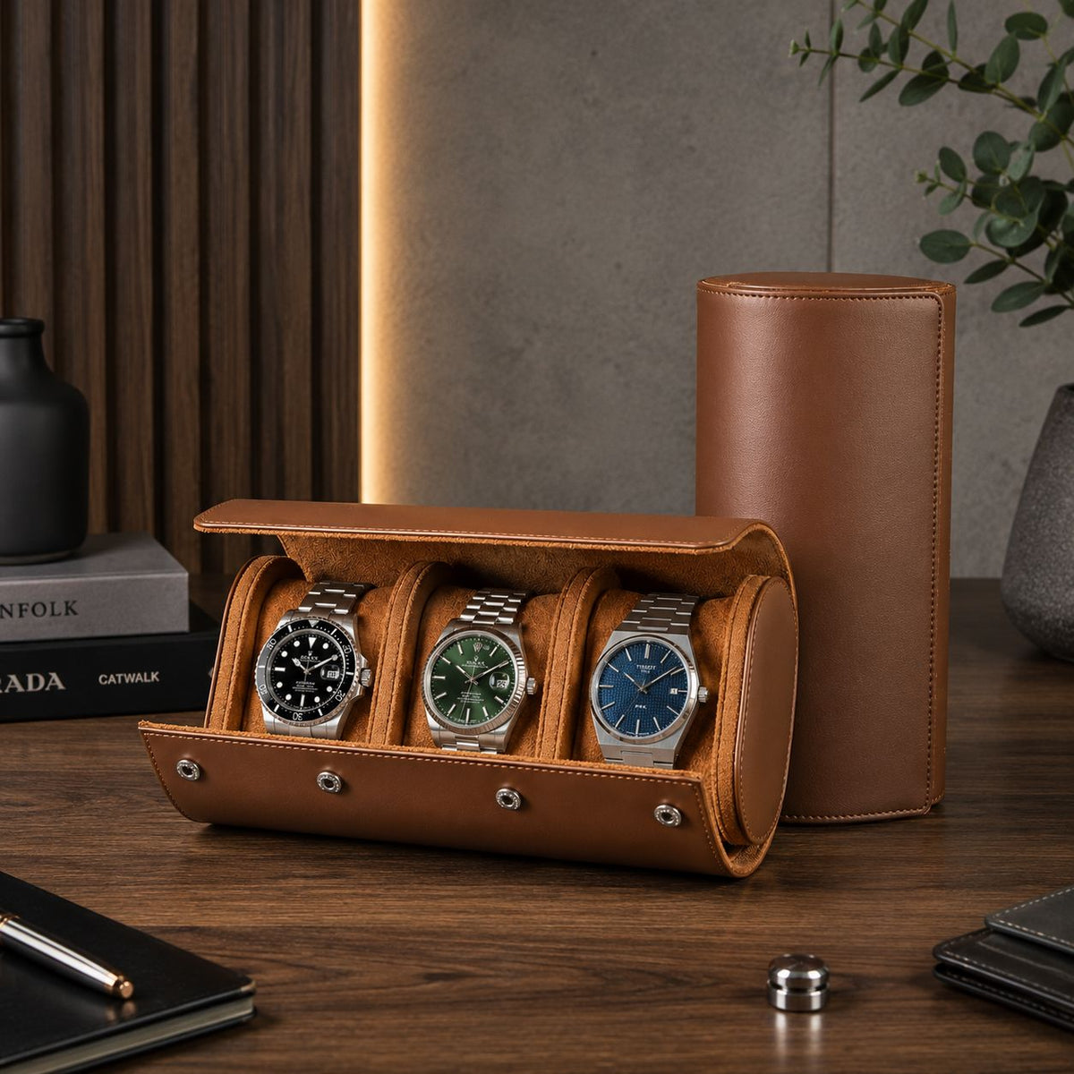 3-Watch Vegan Leather Travel Roll - color variant