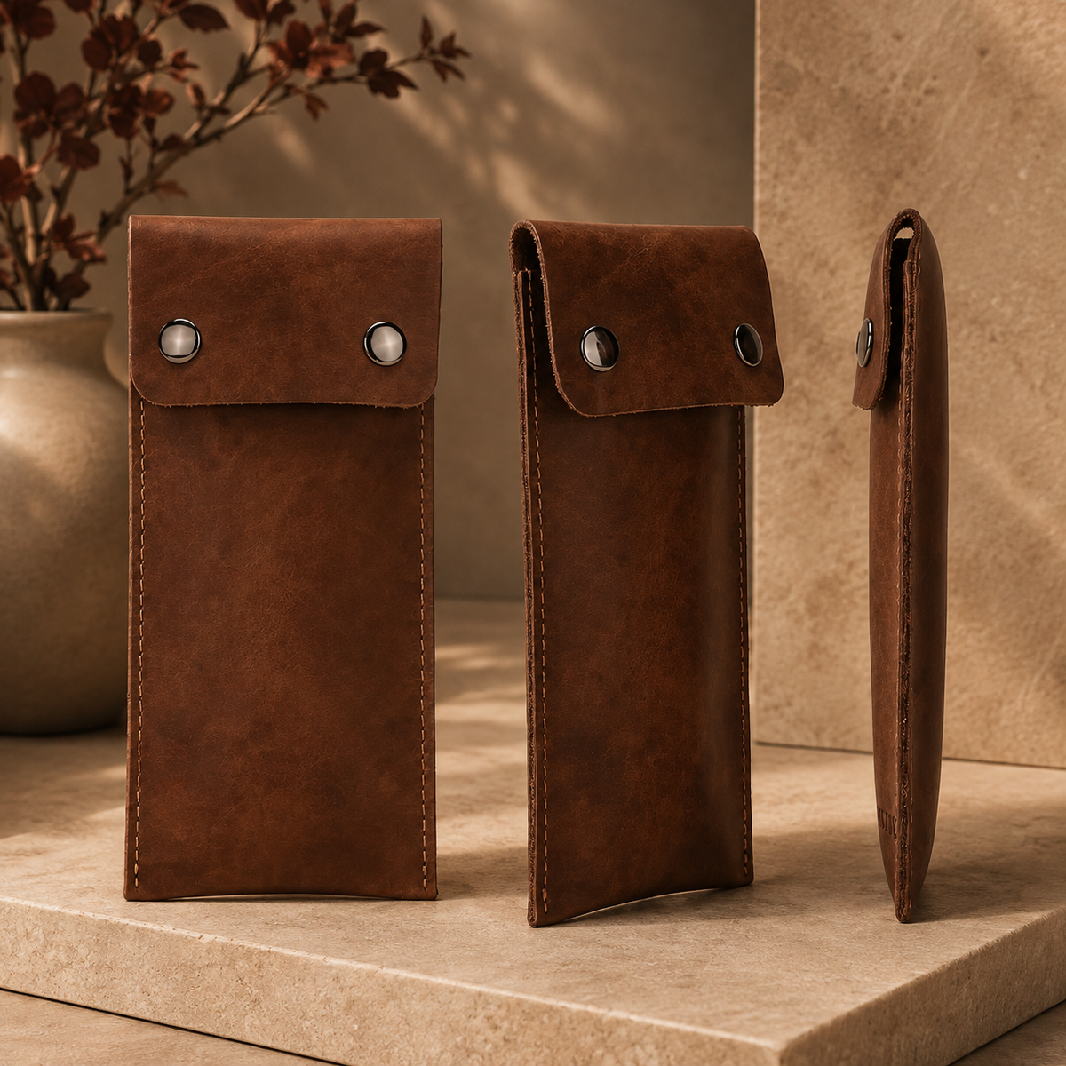1-Watch Slim Travel Pouch with Snap Closure - detail view
