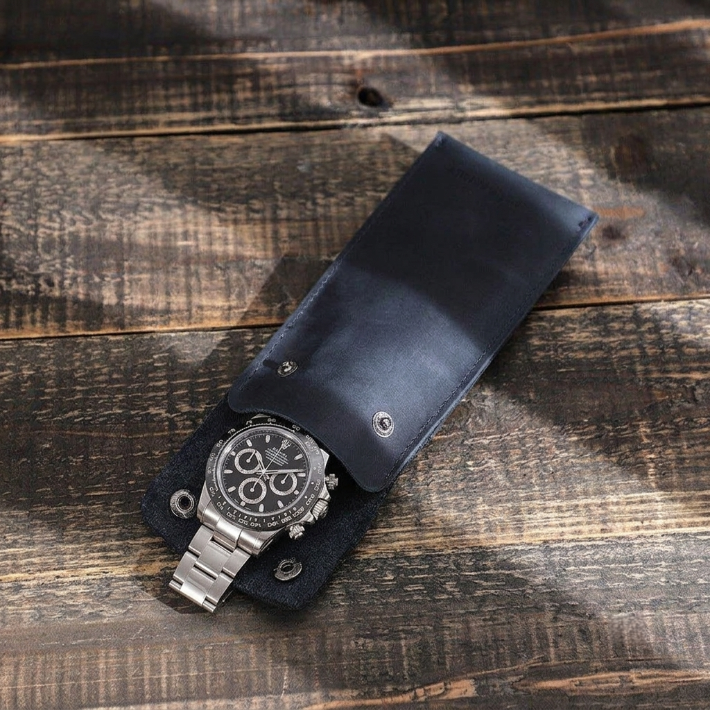 1-Watch Slim Travel Pouch with Snap Closure - product view