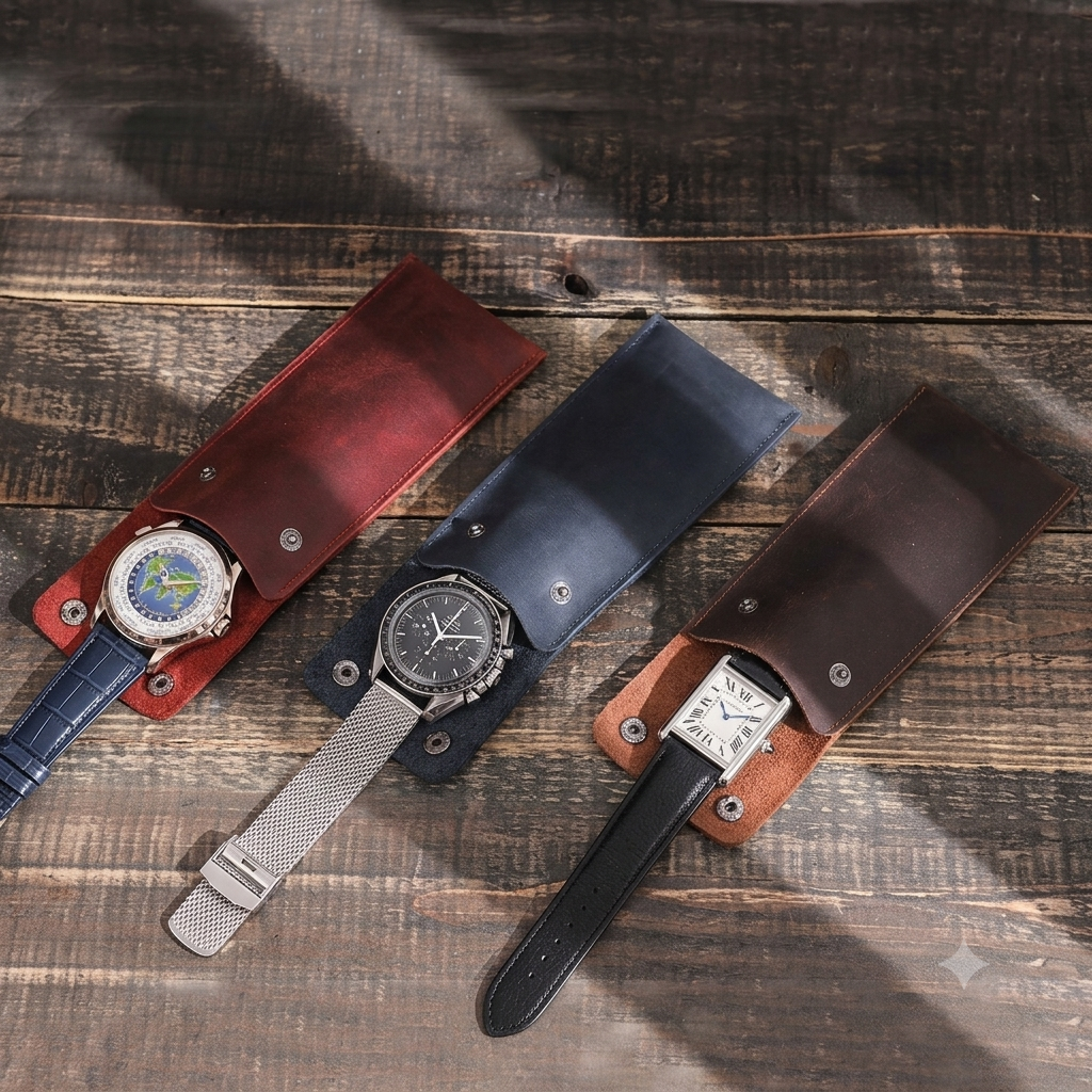 1-Watch Slim Travel Pouch with Snap Closure - lifestyle view