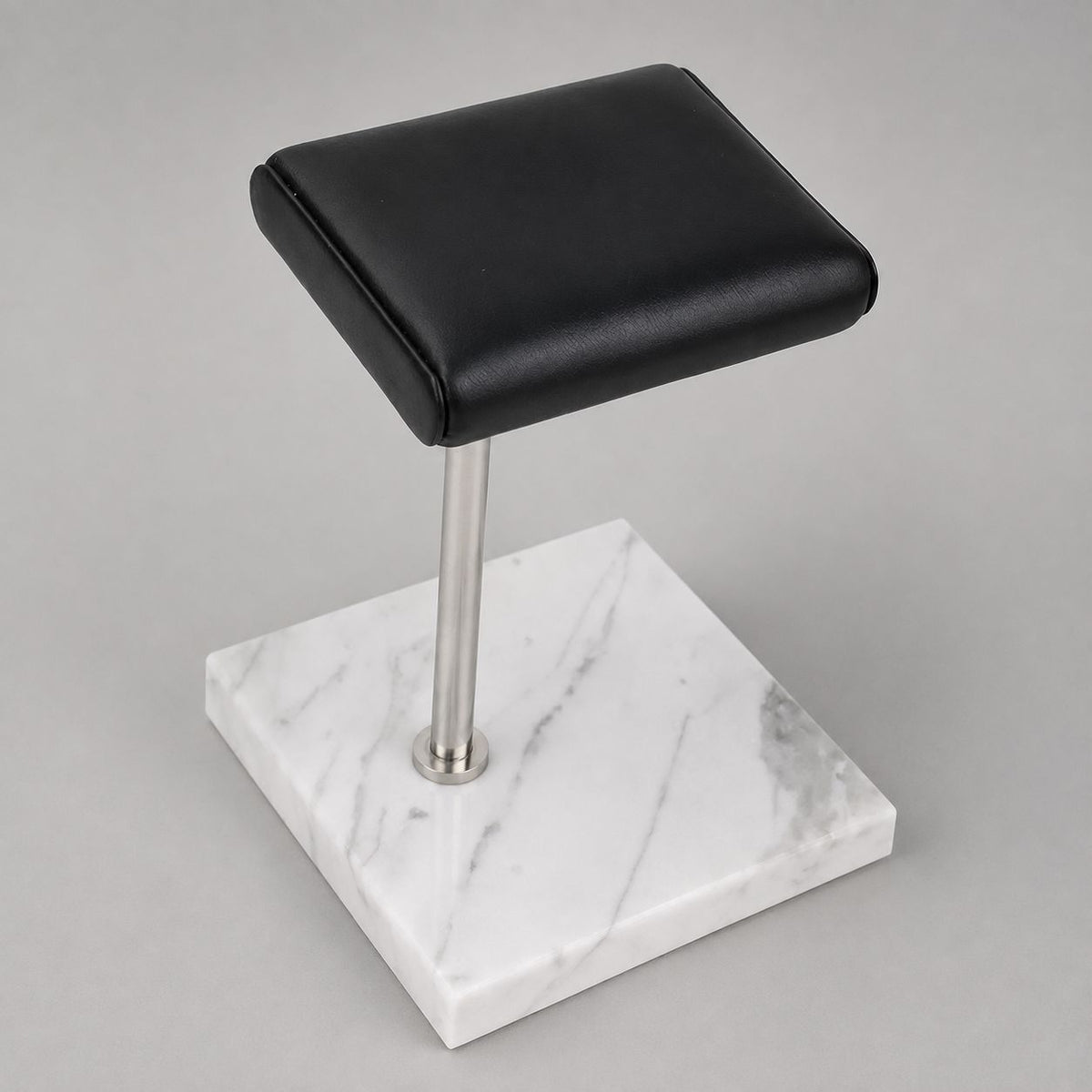 Natural Marble Watch Stand with Vegan Leather Cushion - side view