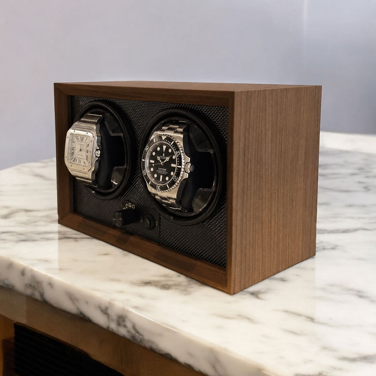 Dual Automatic Watch Winder - 5 Rotation Modes & LED - detail view