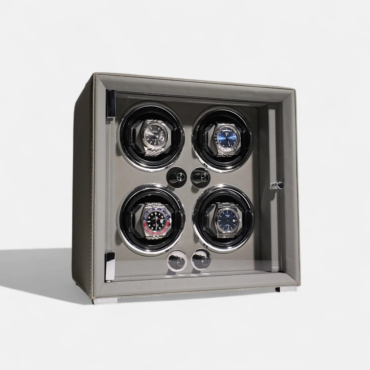 4-Watch Automatic Winder - Grained Vegan Leather - angled view