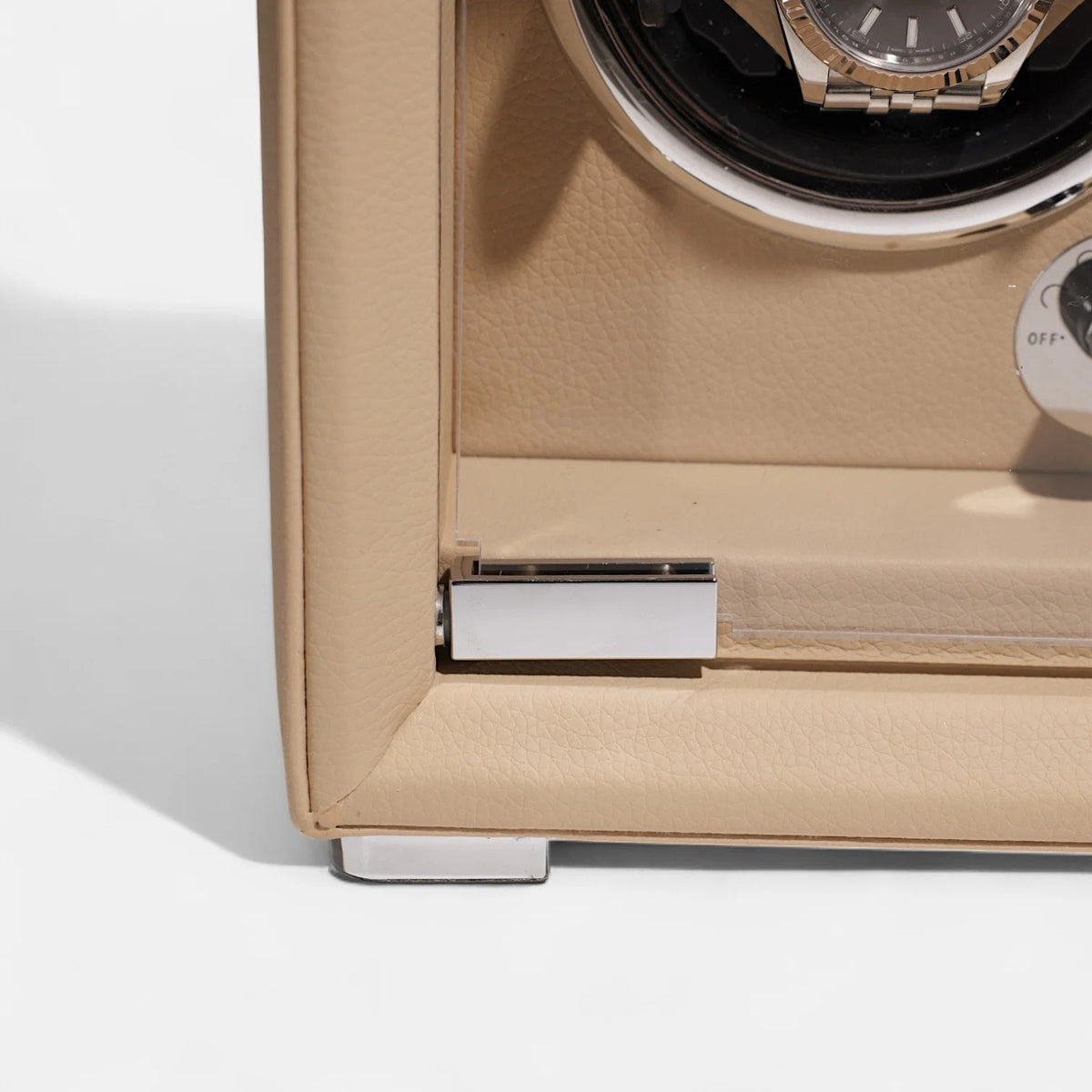 Dual Automatic Watch Winder - Vegan Leather & LED - side view