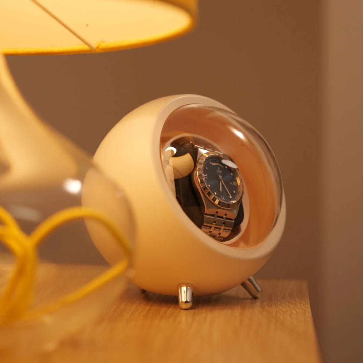 Single Automatic Watch Winder - Compact Spherical Design - side view