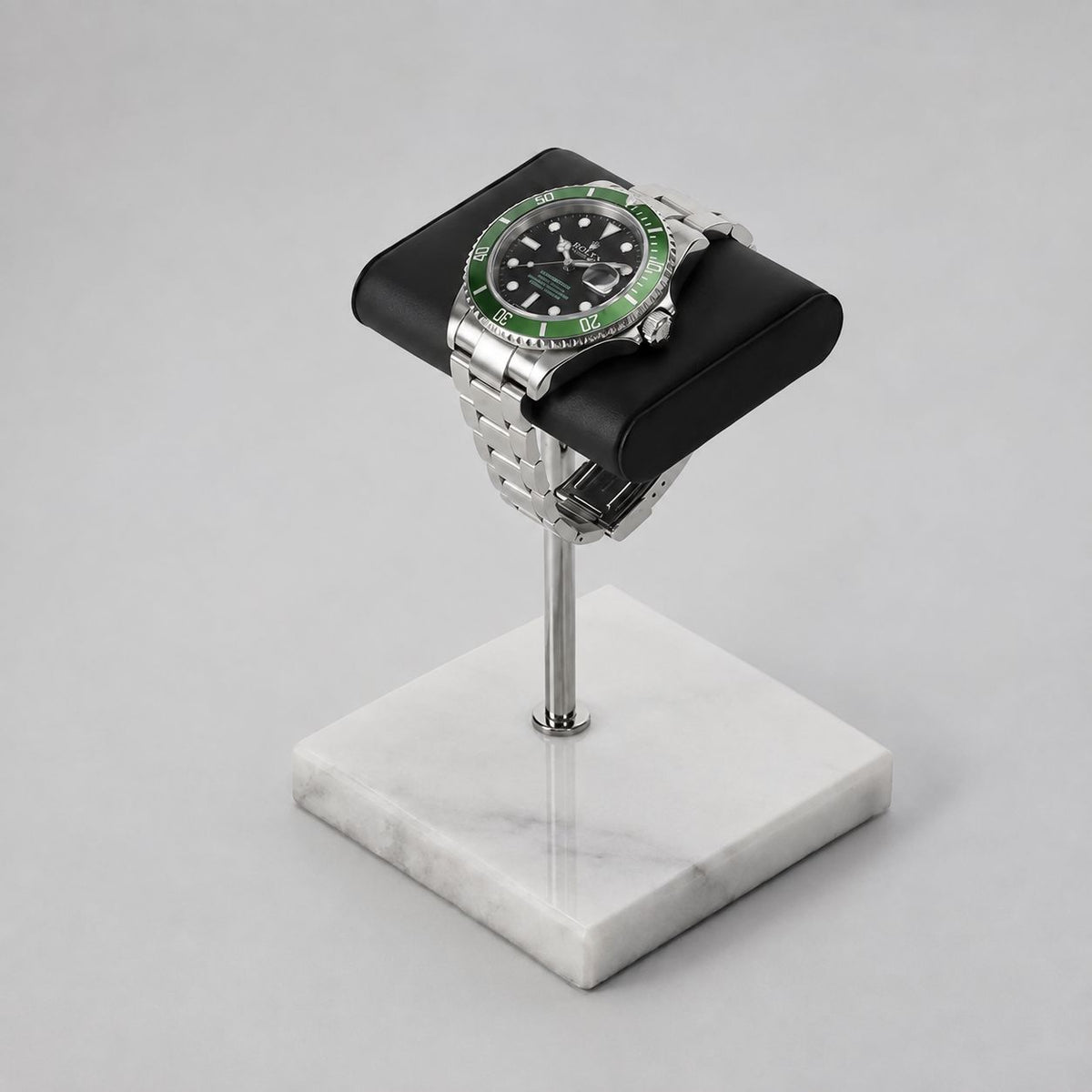 Natural Marble Watch Stand with Vegan Leather Cushion - main product view