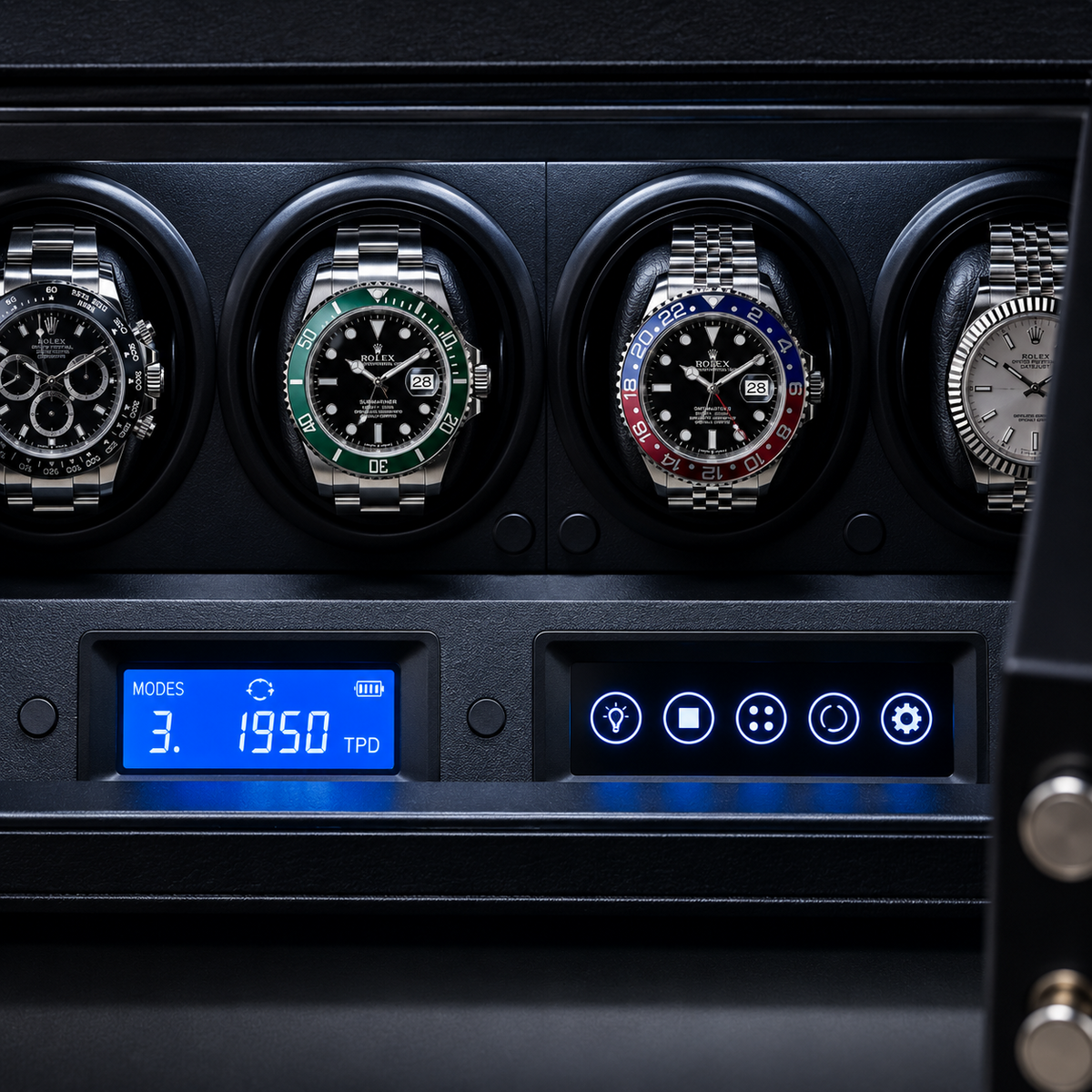 4-Watch Safe Winder - LCD Touchscreen & Secure Locking - touchscreen detail
