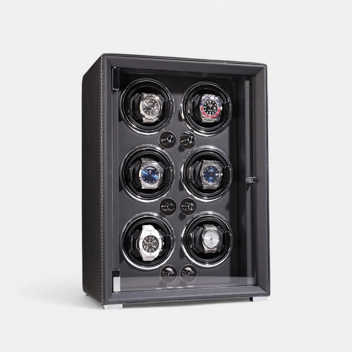 6-Watch Automatic Winder - Grained Vegan Leather - finish detail
